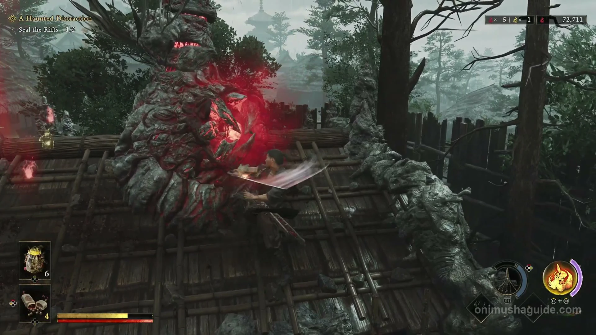 Fifth Malice plant on the bamboo roof above the second Rift arena