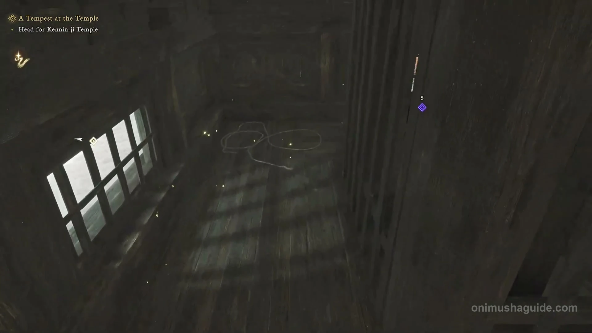 First interior ladder and window landing inside Yasaka Pagoda