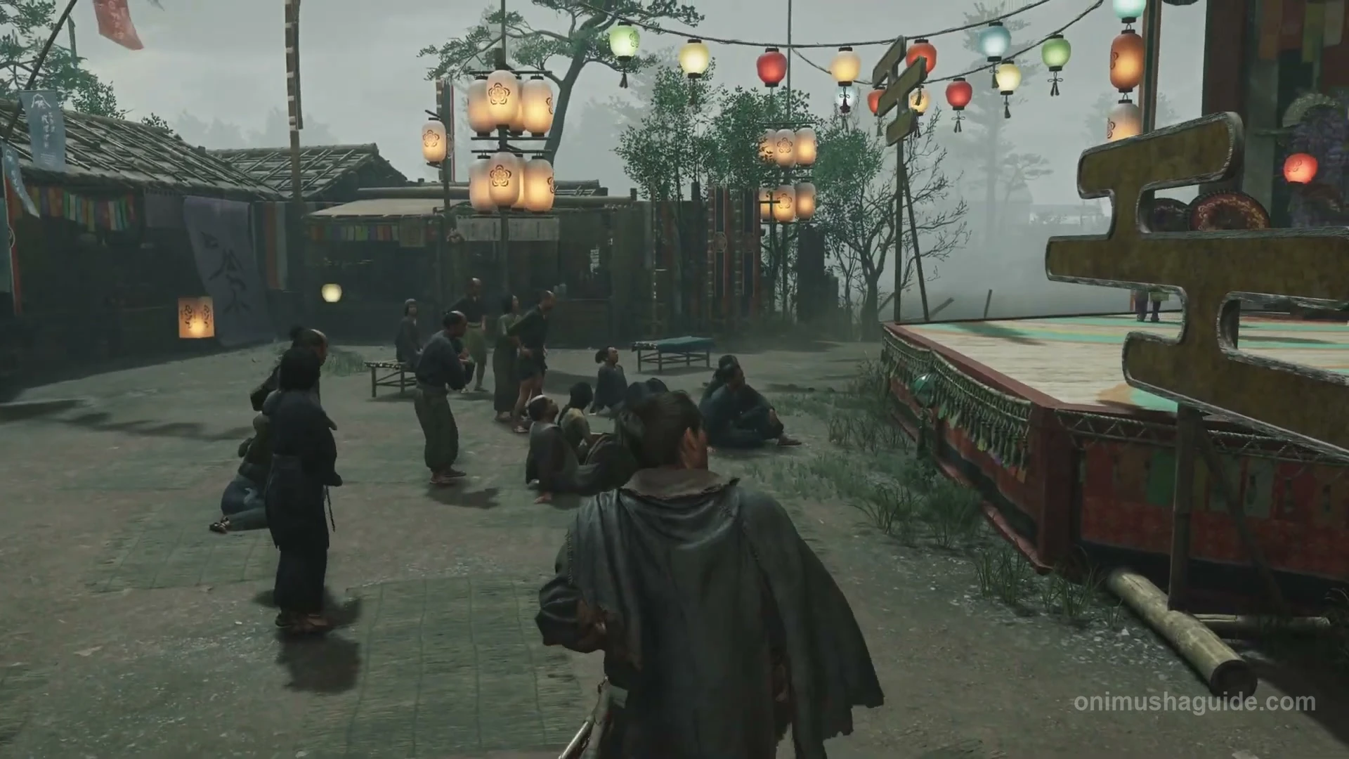 Audience gathered in front of the restored stage for Okuni's performance