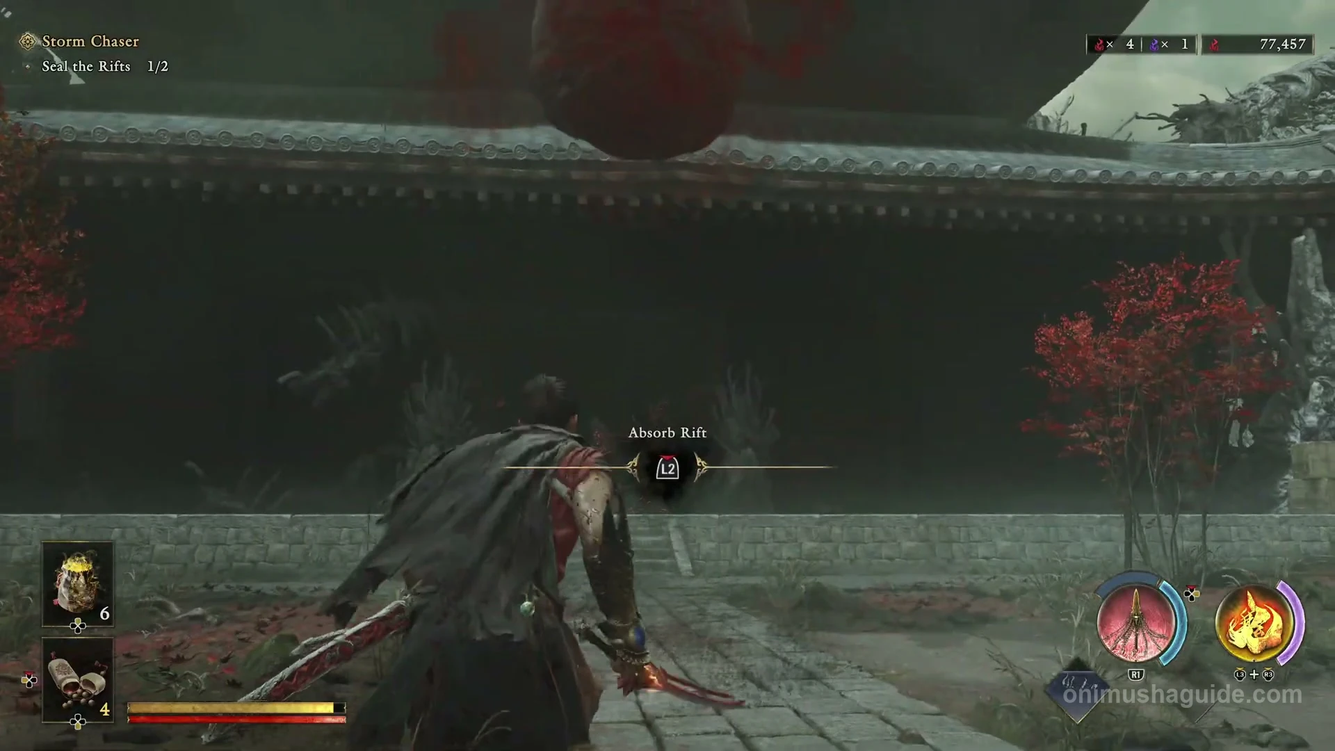 L2 Absorb Rift prompt in the courtyard directly in front of the main hall