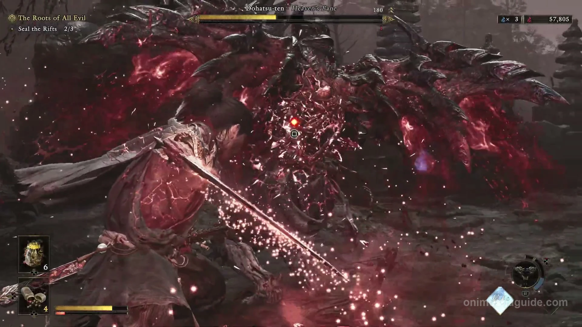 Square weak-point prompt on Dohatsu-ten during the third Rift fight