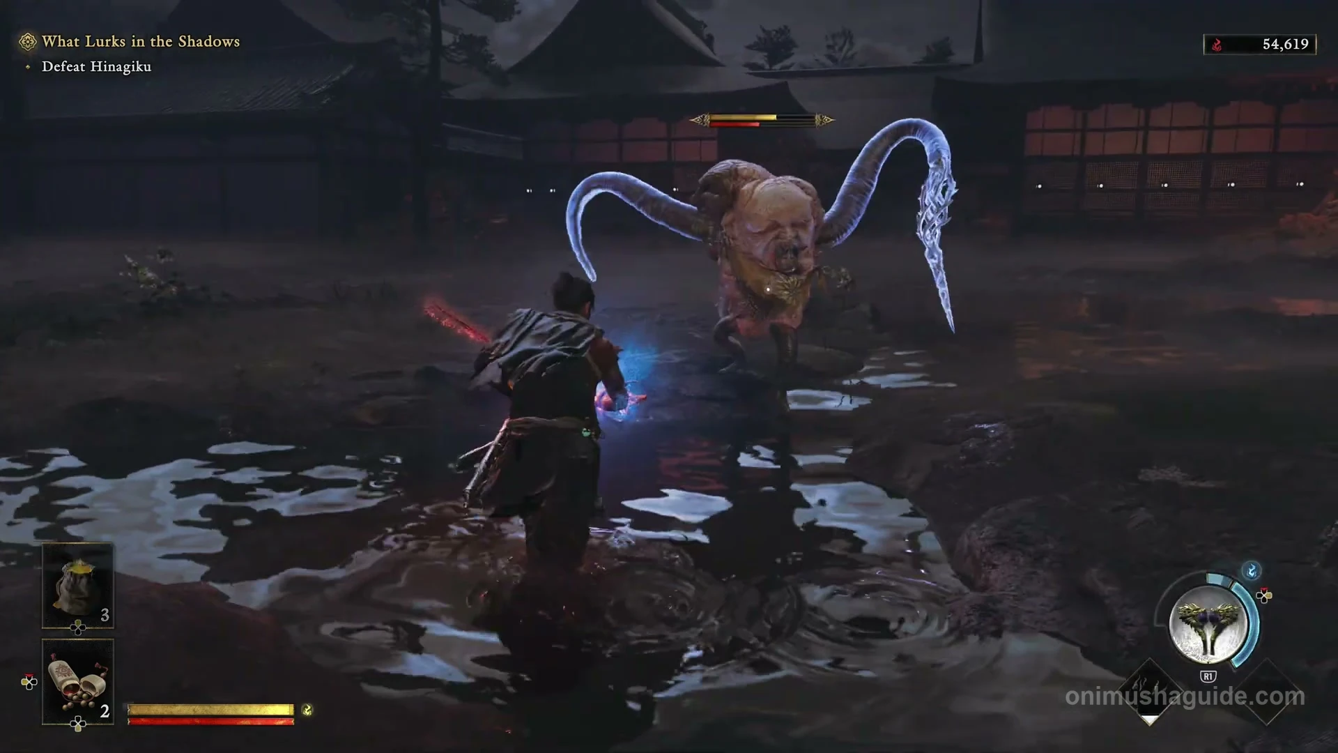 Hinagiku raising both glowing appendages before her close-range grab