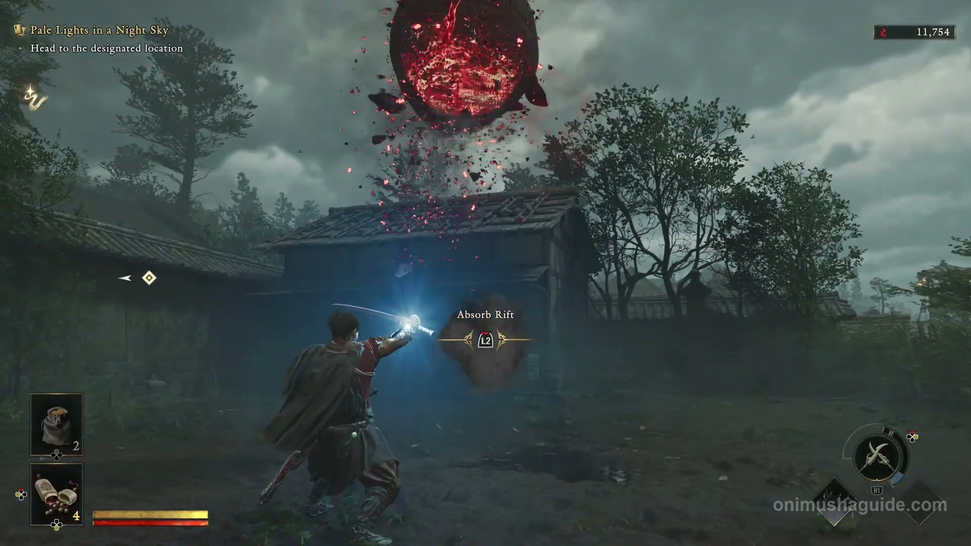 Absorb Rift L2 prompt beneath the remaining sphere after Byakue is defeated